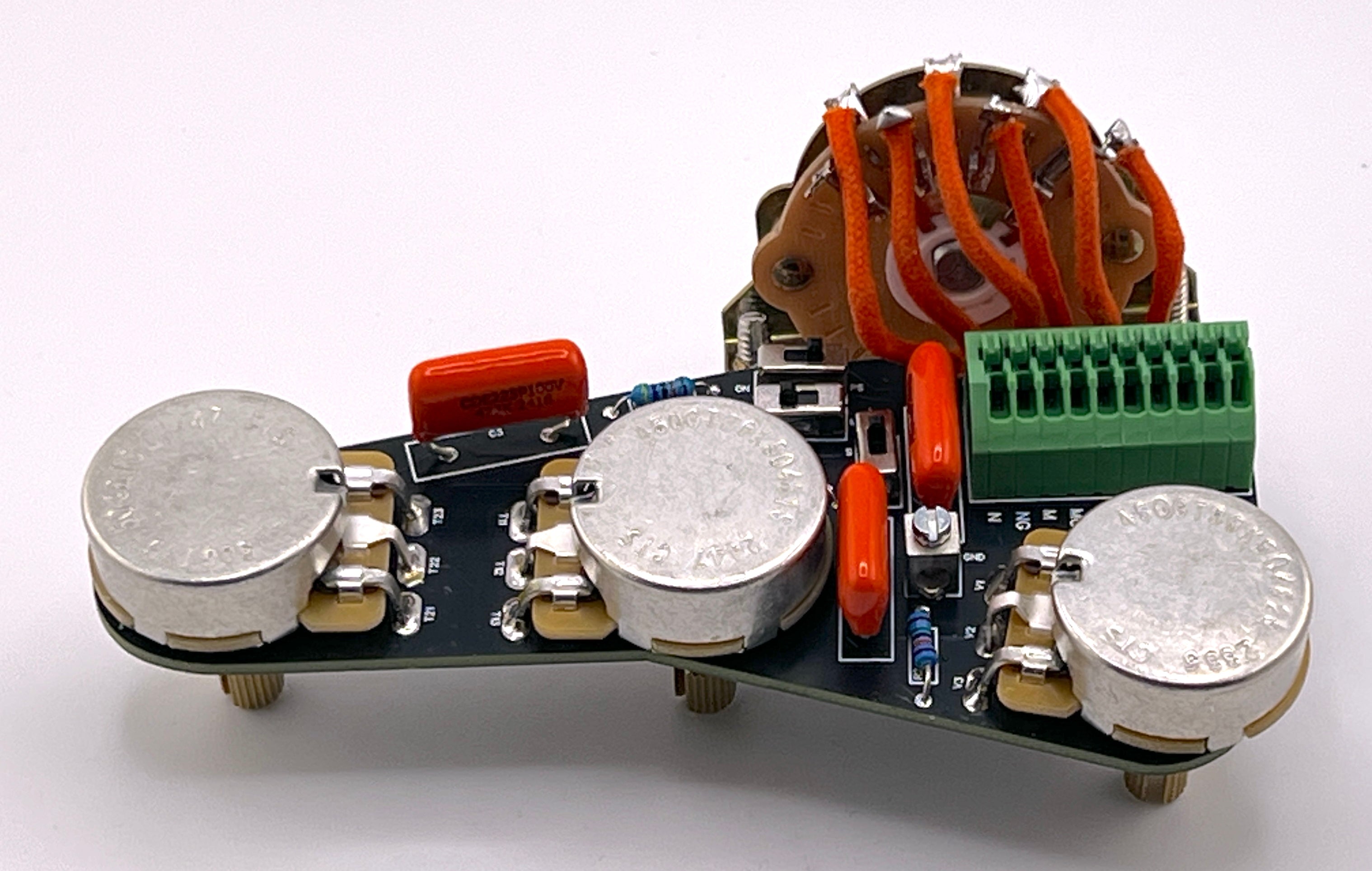 Strat HSS with Auto Split, Volume Clarity Select, Bridge Middle tone select, Partial Coil Split Select